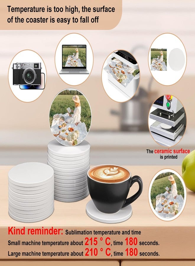 IHDYPPEW 40 Pack 4 inch Round Sublimation Ceramic Tiles for Crafts, Rotundity Sublimation Ceramic Coasters Tiles with Cork Backing Pad, Perfect for DIY Crafts and Sublimation Projects(Glazed) - Image 4